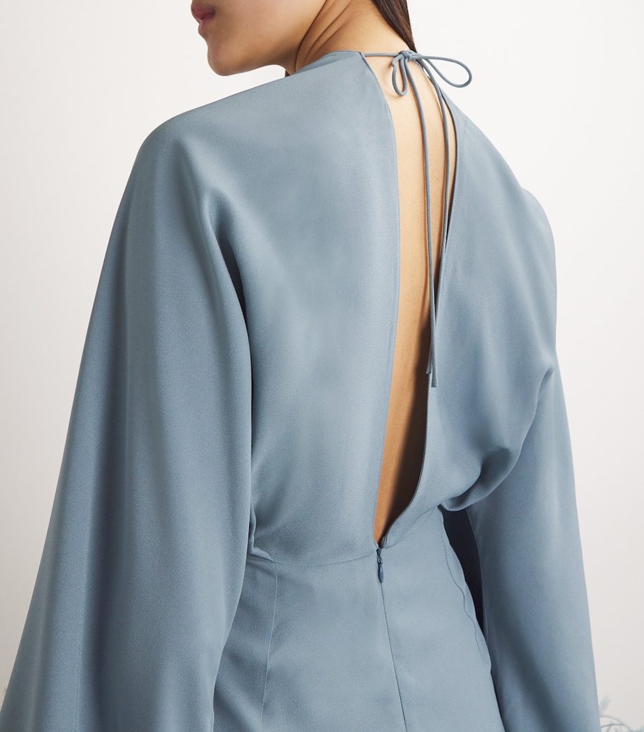 Feather-Trim Magnifique Mini Dress CLOUD Image 4