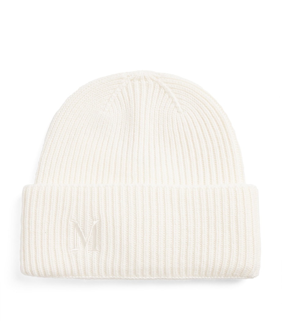Cashmere Embroidered Beanie WHITE Image 1