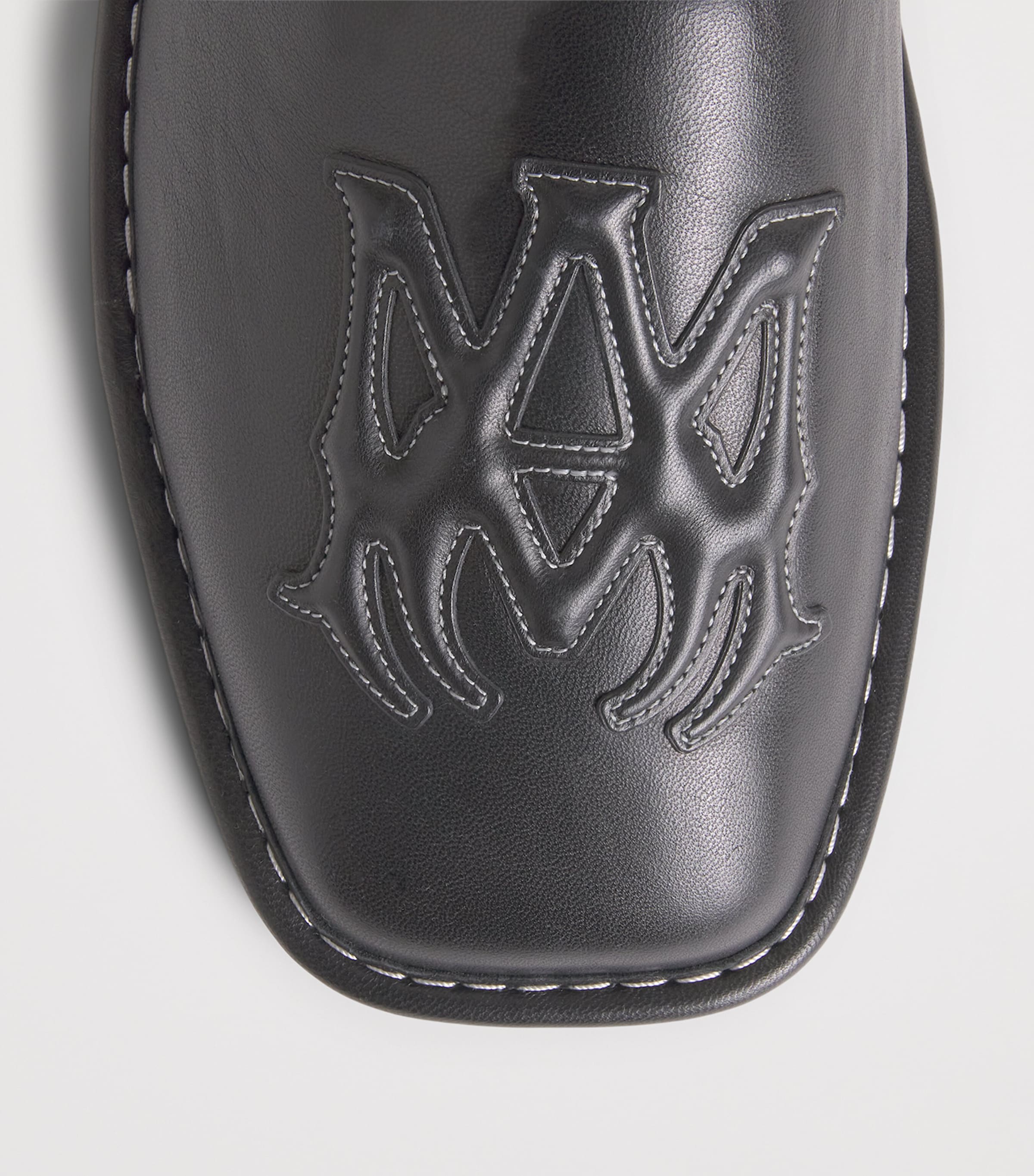 Leather MA Logo Slippers BLACK Image 6