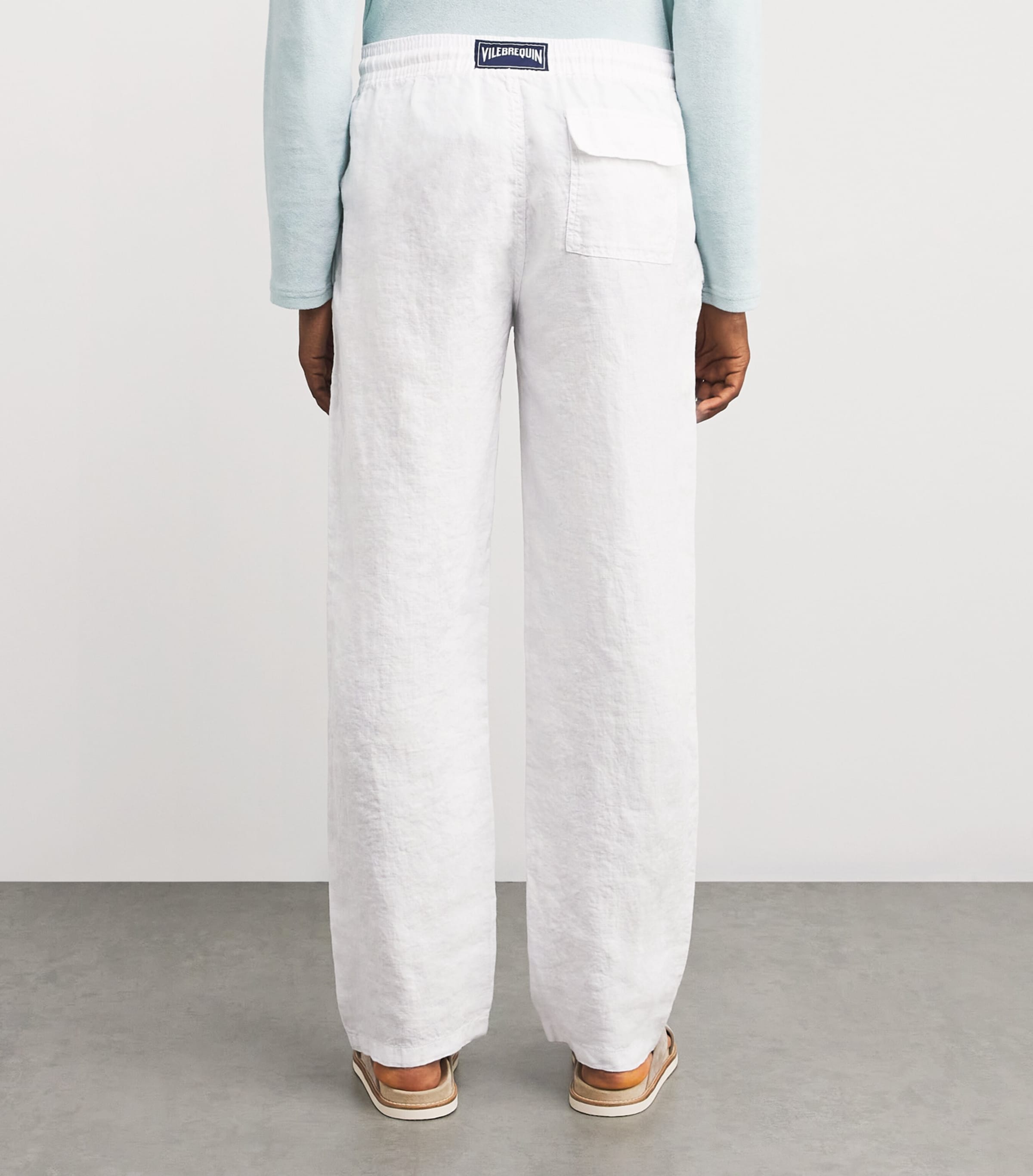 Linen Pacha Drawstring Trousers 010-WHITE Image 4