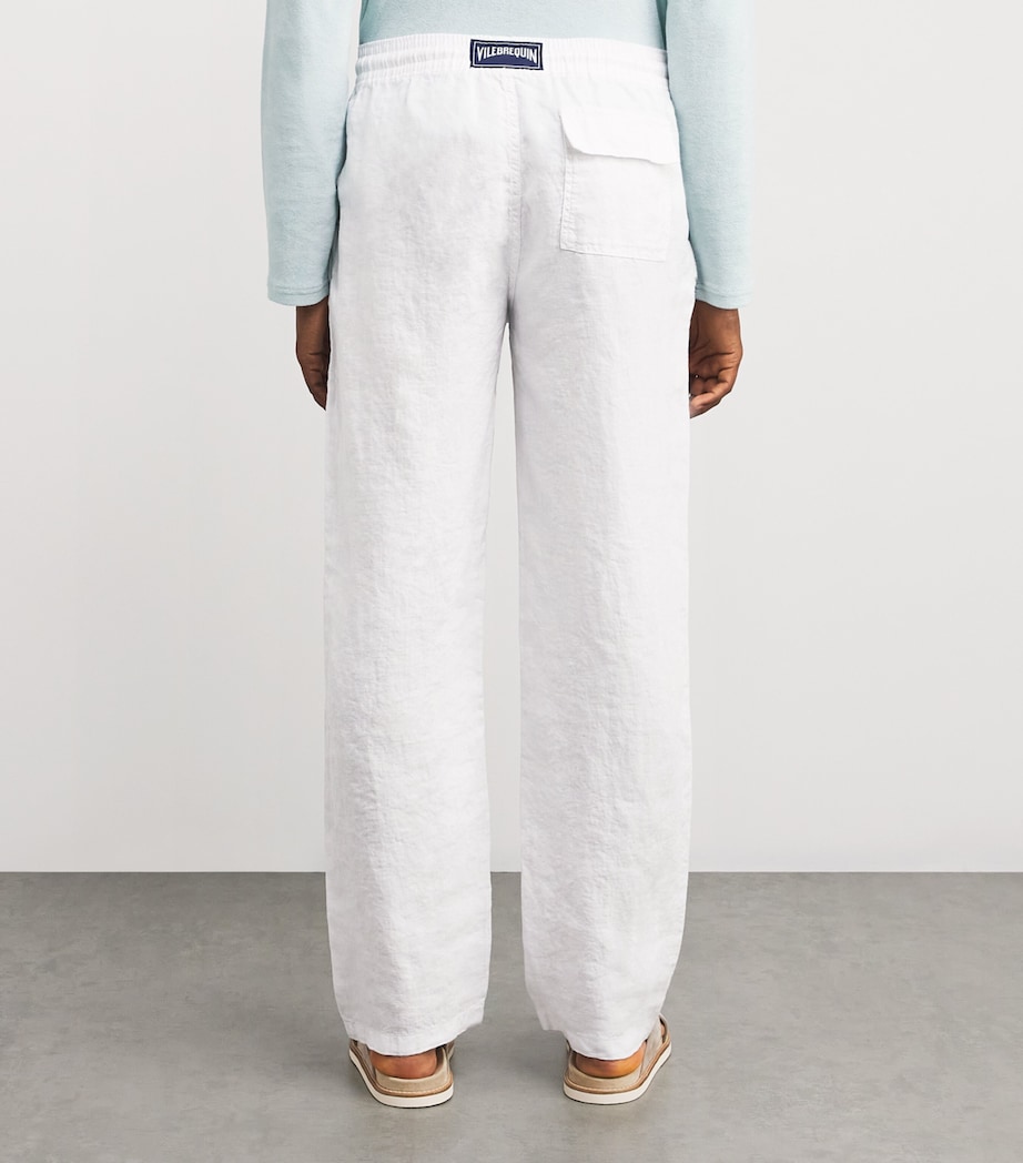 Linen Pacha Drawstring Trousers 010-WHITE Image 4