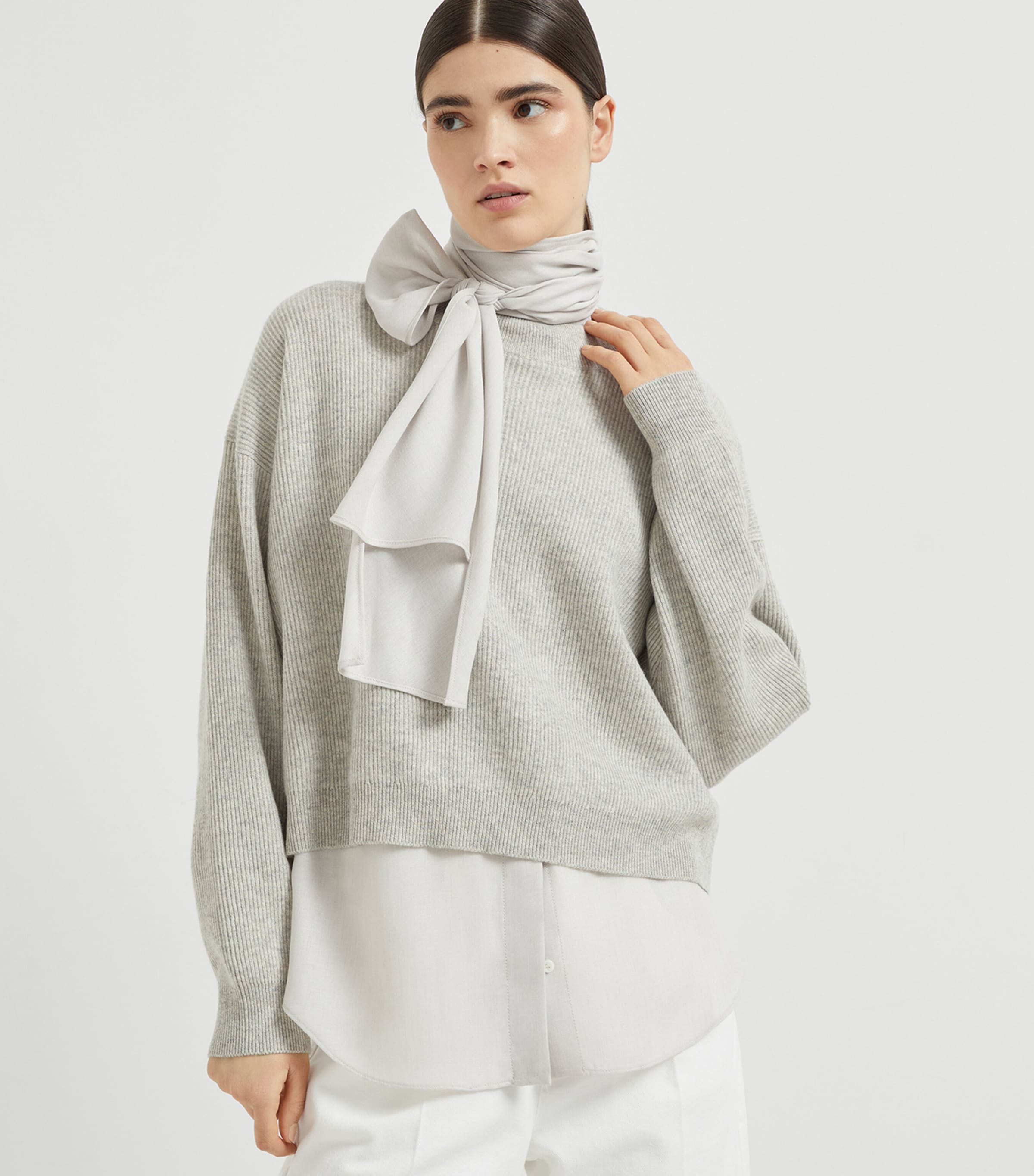 Cashmere Sweater and Pussybow Blouse C8920 Image 2