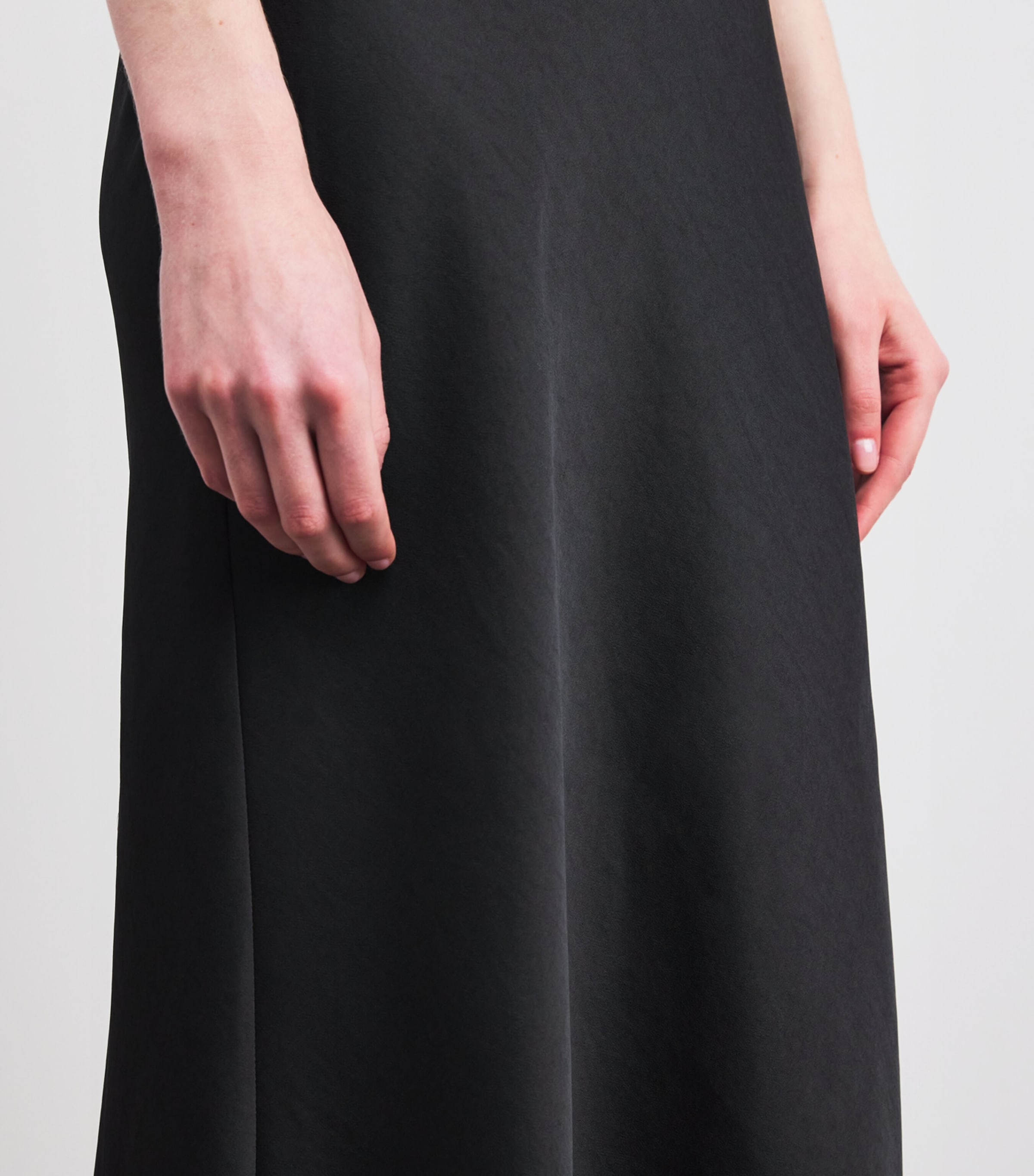 Satin Organza-Trim Midi Dress BLACK Image 7