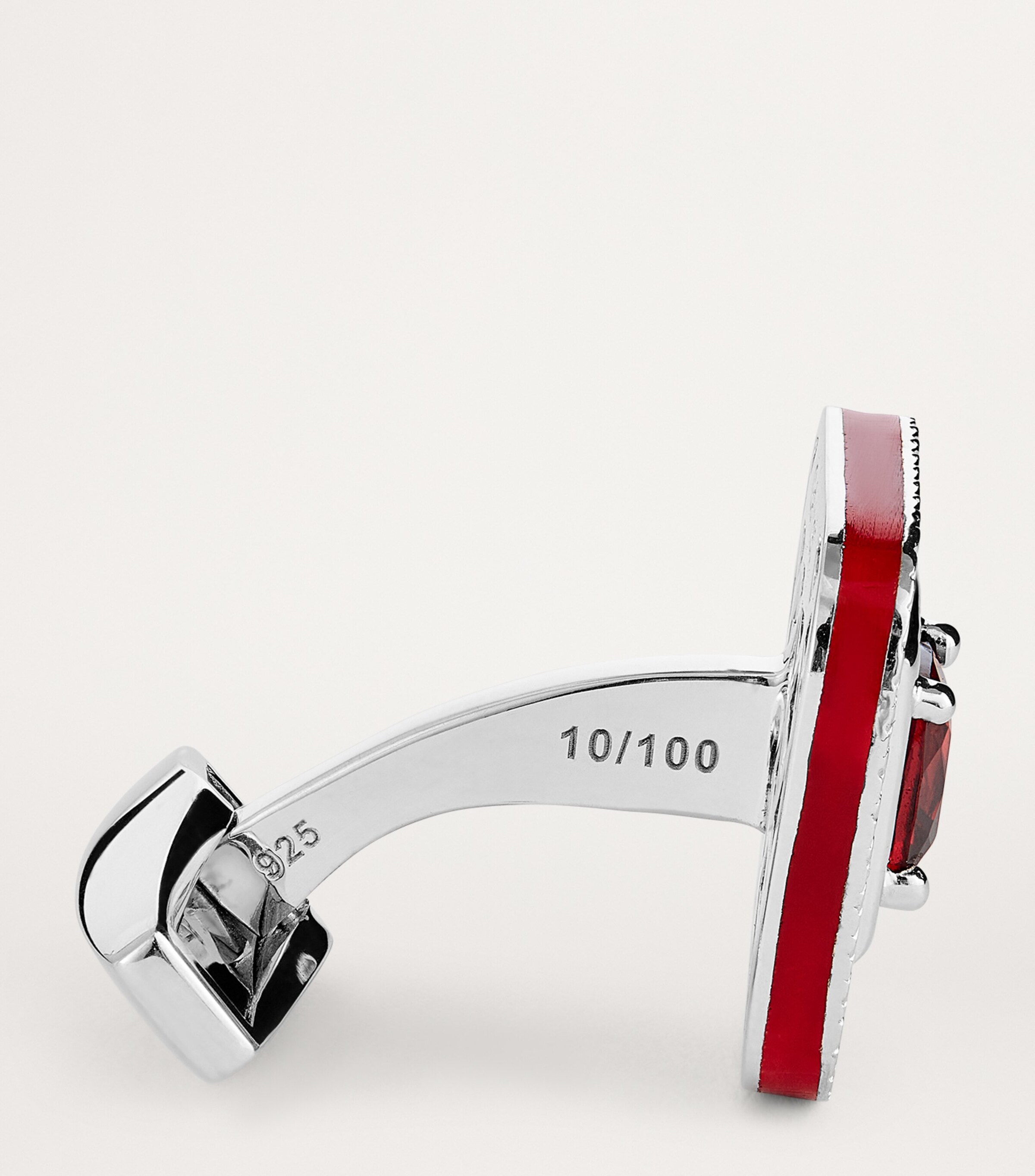 Tateossian Sterling Silver and Red Garnet Refratto Cufflinks Silver Image 4