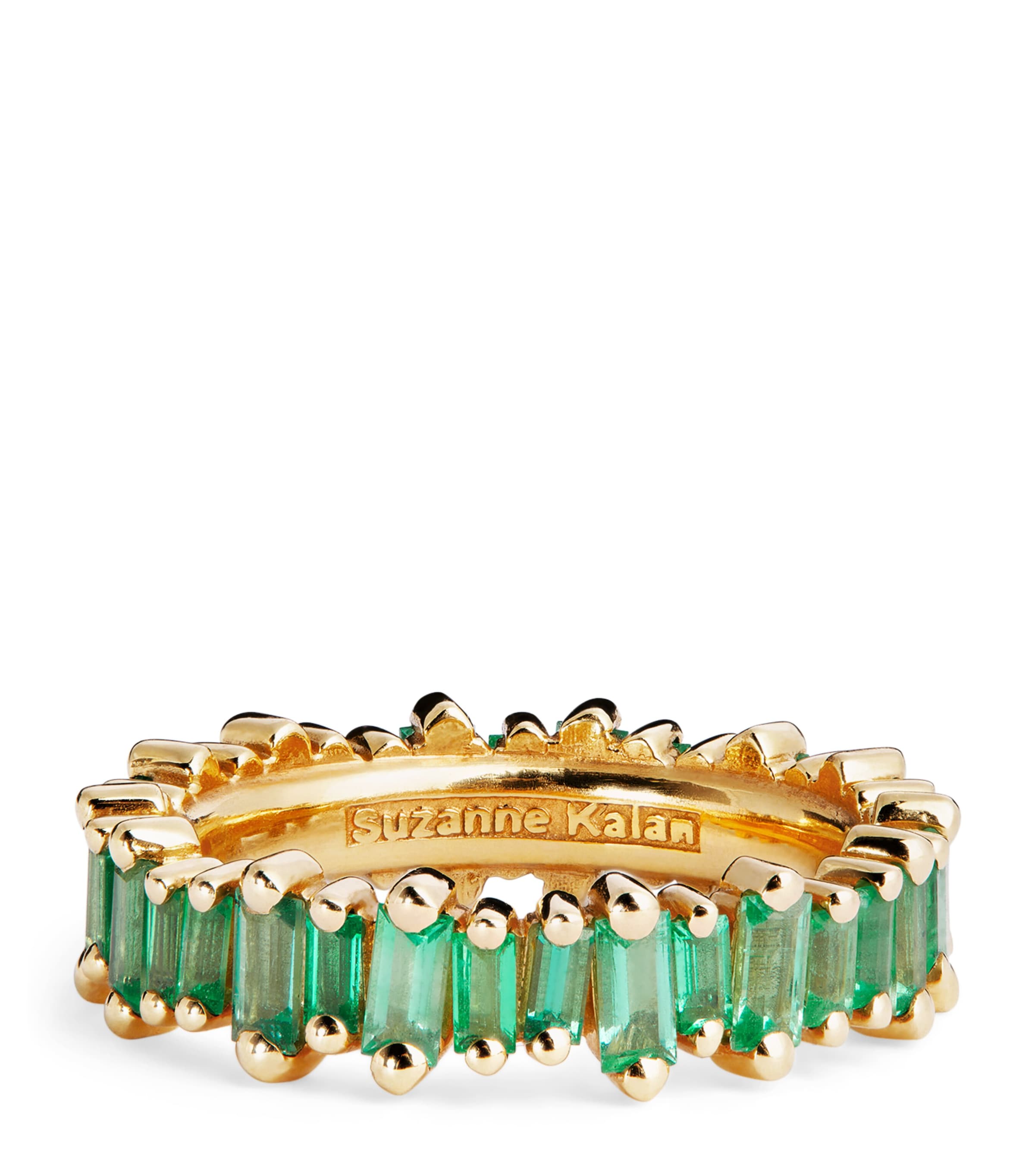 Suzanne Kalan Yellow Gold And Emerald Bold Eternity Ring In Green