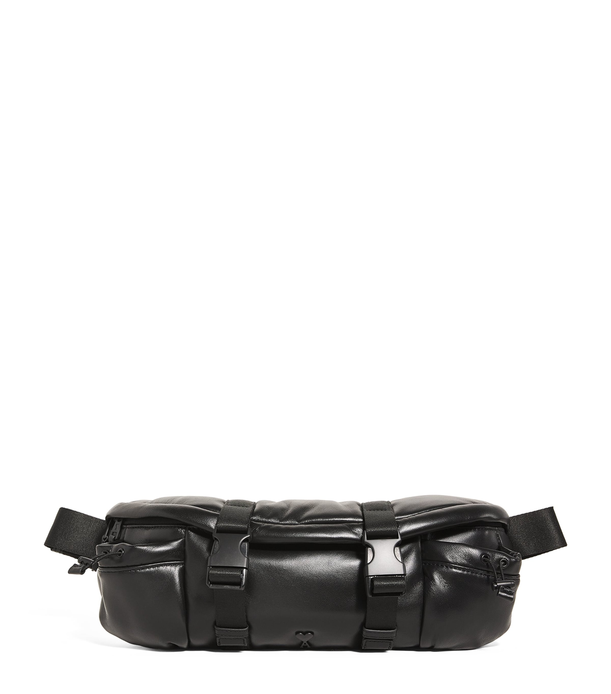 Shop Ami Alexandre Mattiussi Leather Ami De Couer Belt Bag In Black