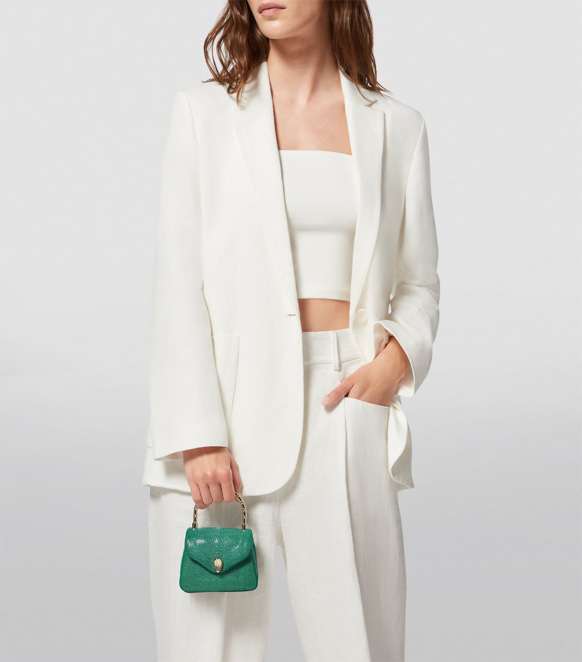 Leather Serpenti Reverse Top-Handle Bag GREEN LIGHT Image 3