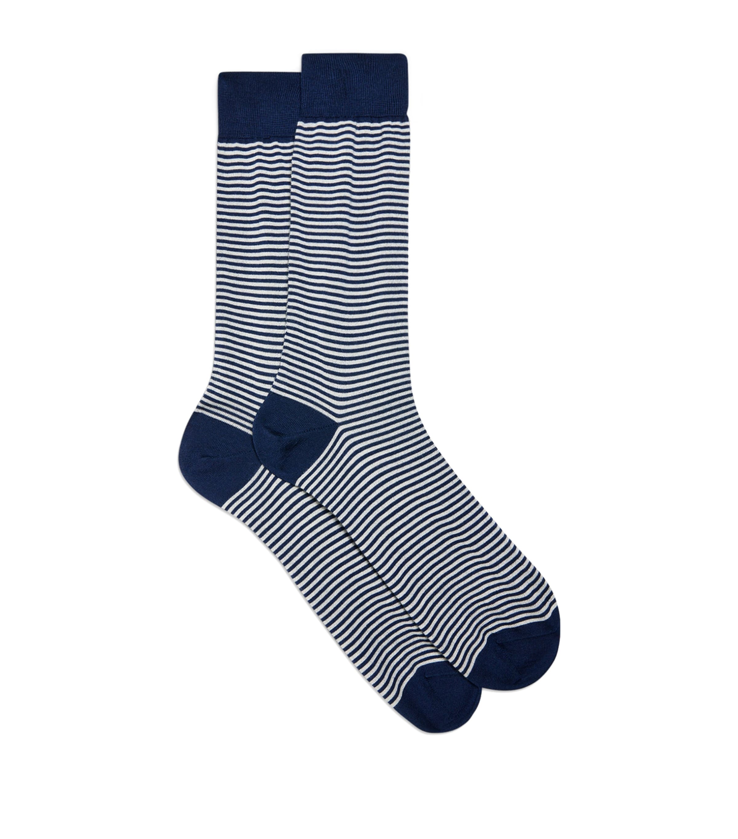 Dunhill Mens Cashmere-Mulberry Silk Stripe Socks Navy Image 1
