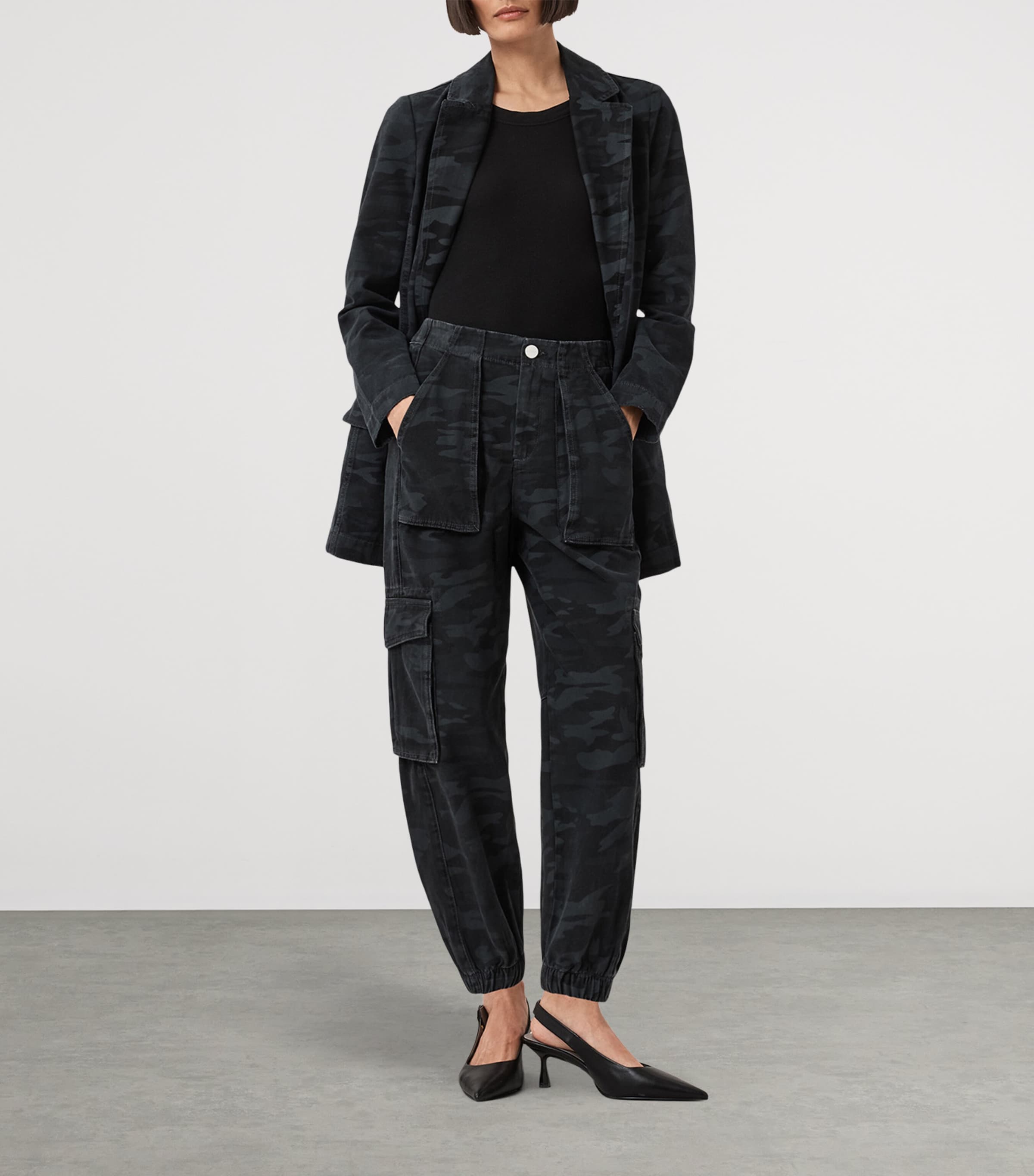 Printed Freda Cargo Trousers CAMO INK BLUE Image 2