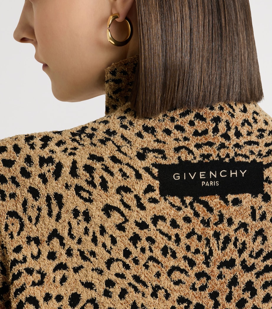 Givenchy Womens Leopard High-Neck Mini Dress Image 9