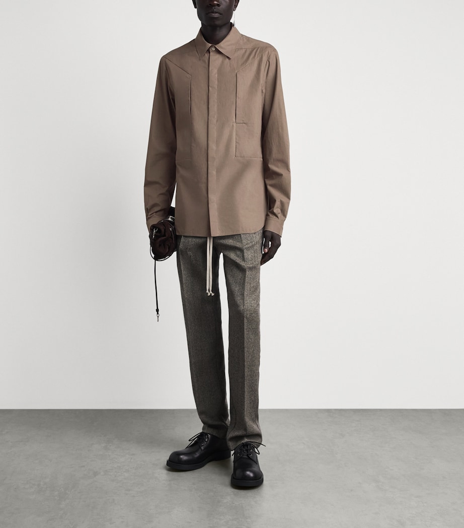 Rick Owens Mens Cotton Fog Overshirt Dust Image 2