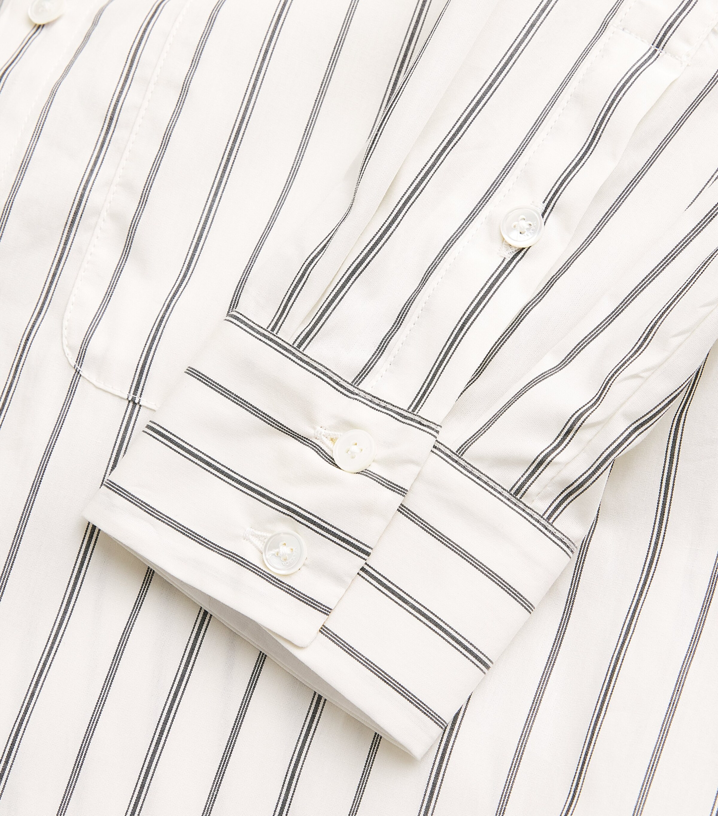 Cotton Stripe Oversized Shirt WHITE Image 5