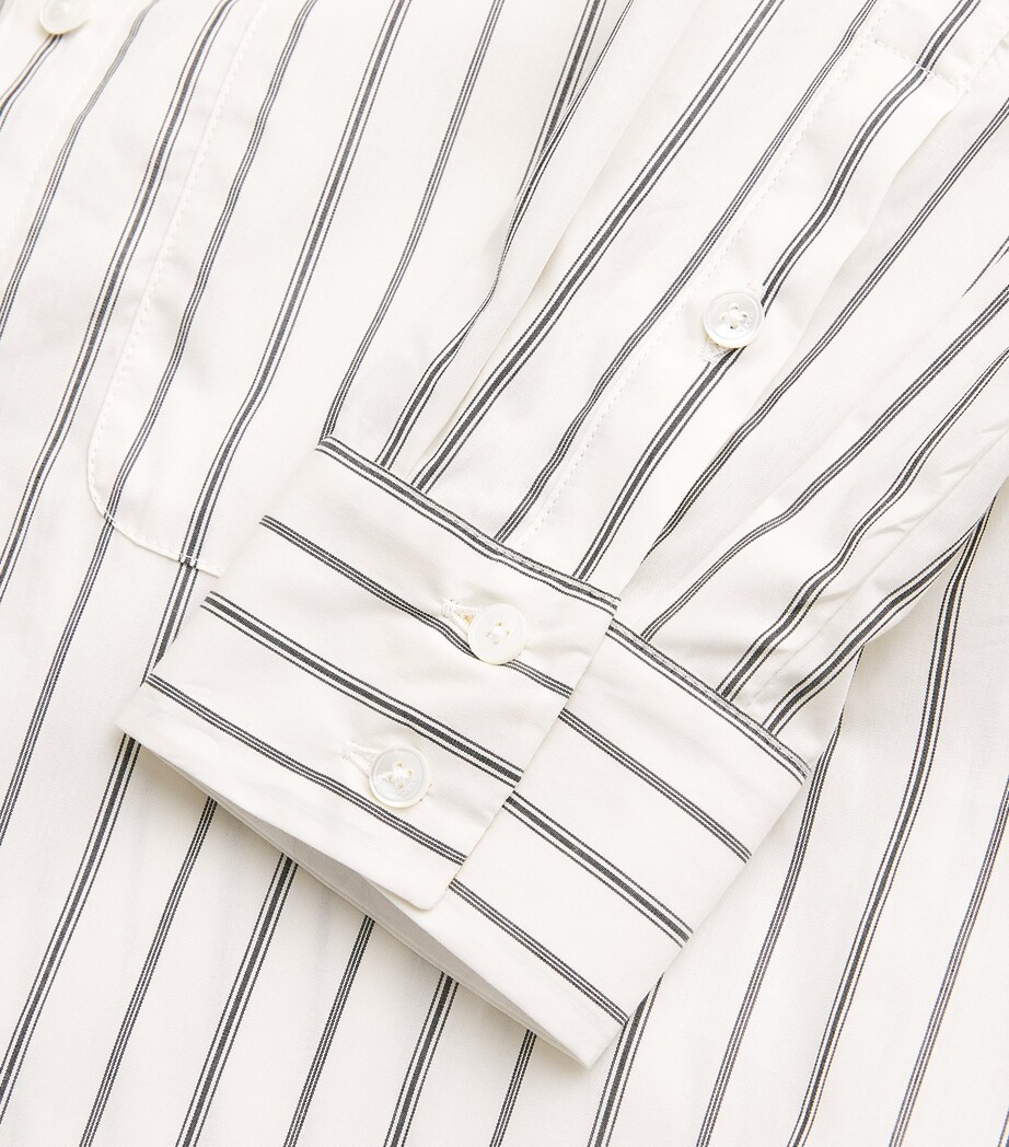 Cotton Stripe Oversized Shirt WHITE Image 5