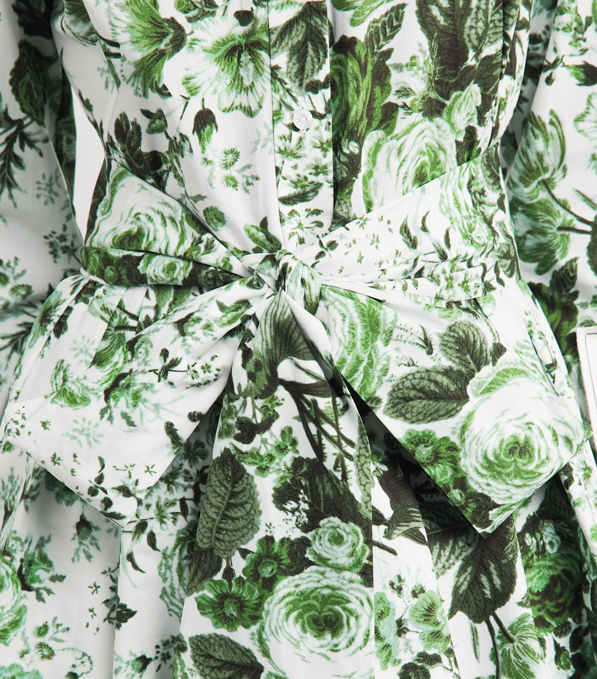 Erdem Womens Organic Cotton Floral Midi Shirt Dress Atknson Floral Green Image 3