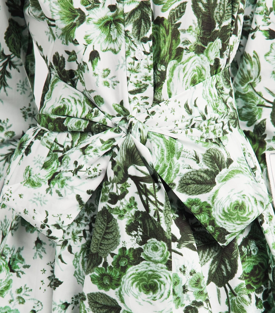 Erdem Womens Organic Cotton Floral Midi Shirt Dress Atknson Floral Green Image 3