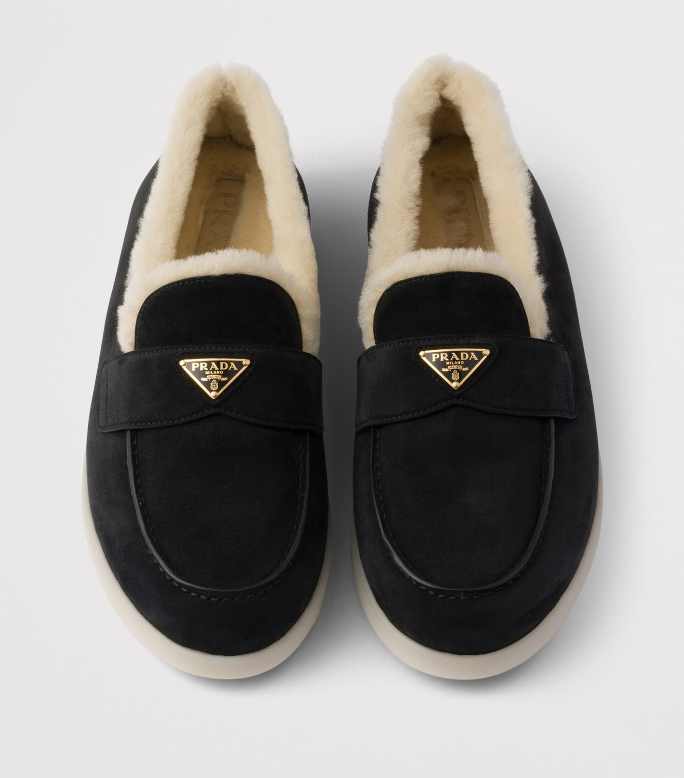 Shearling-Suede Logo Loafers F0632 Image 4