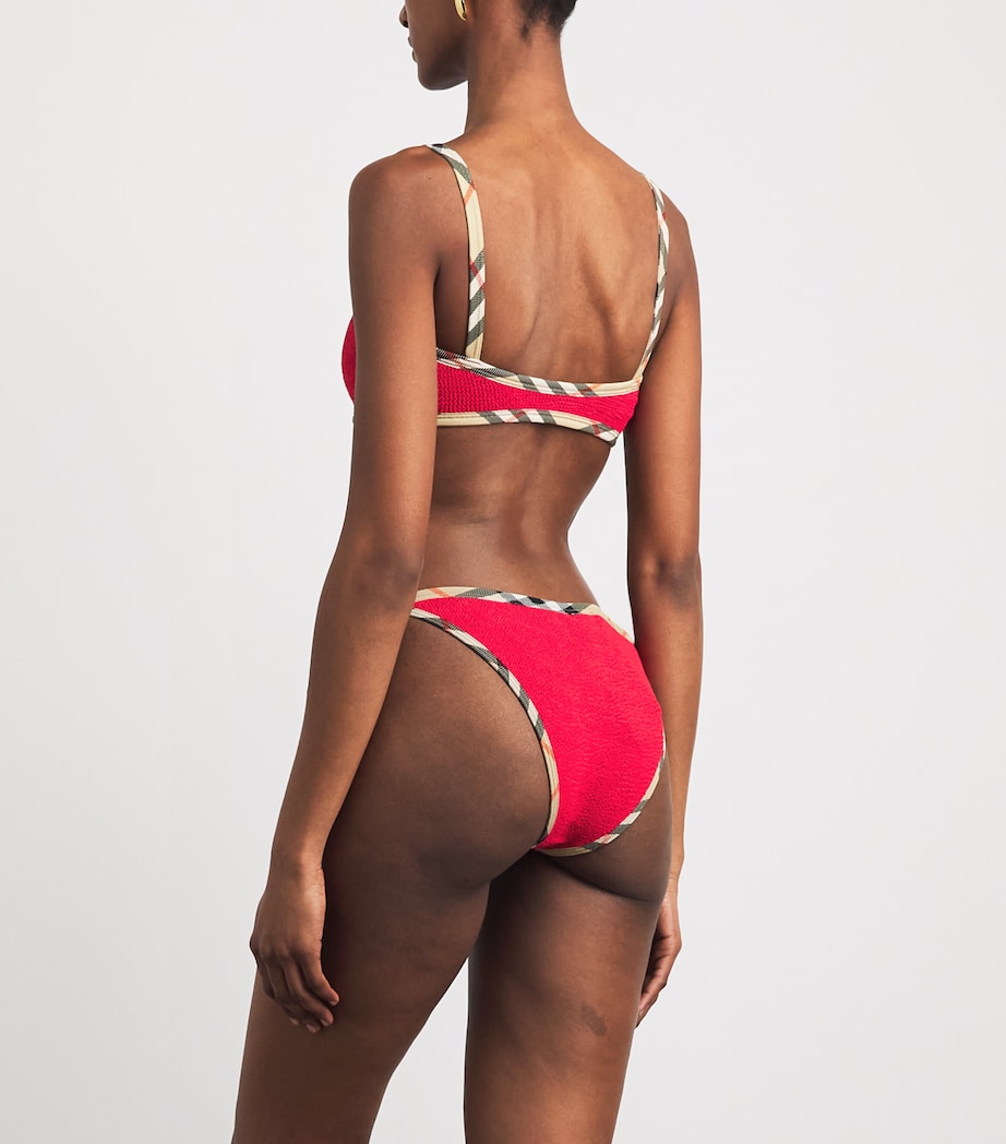 Burberry x Hunza G Womens x Burberry Check-Trim Tyler Bikini Red Image 3