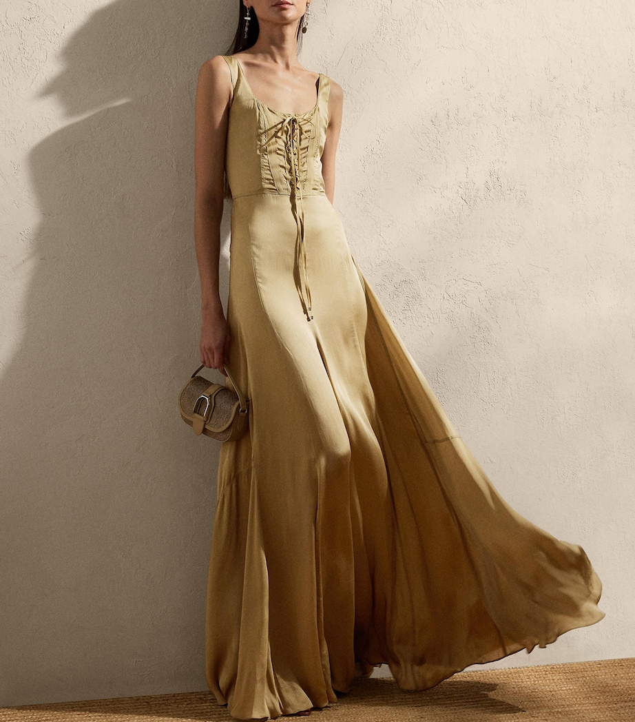 Mulberry Silk Julie Maxi Dress LUX TAN Image 3