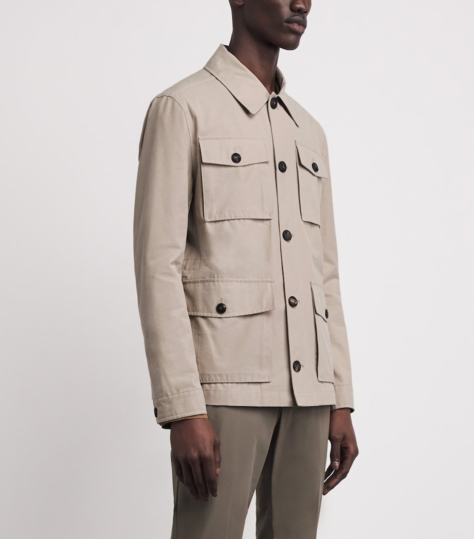 Pal Zileri Mens Cotton-Blend Field Jacket Light Brown Image 4