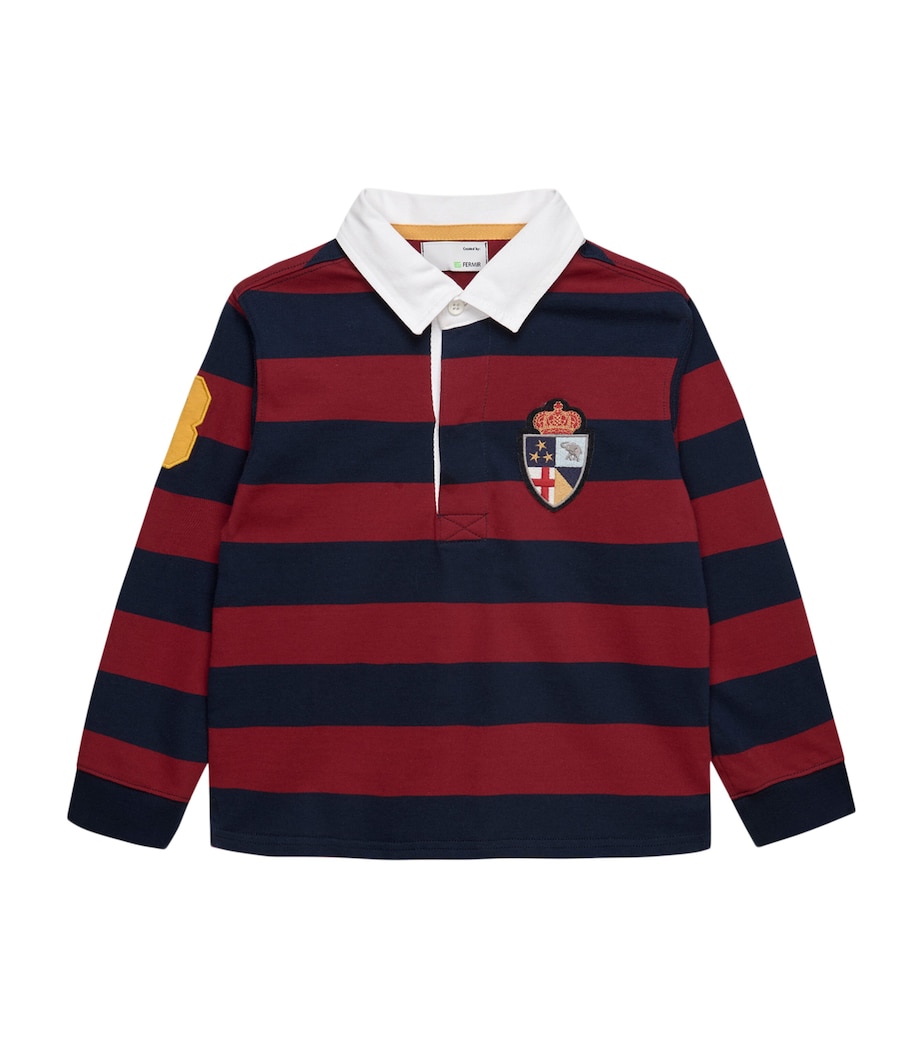 Trotters Cotton Nicholas Rugby Shirt (2-5 Years) Red/navy Stripe Image 1