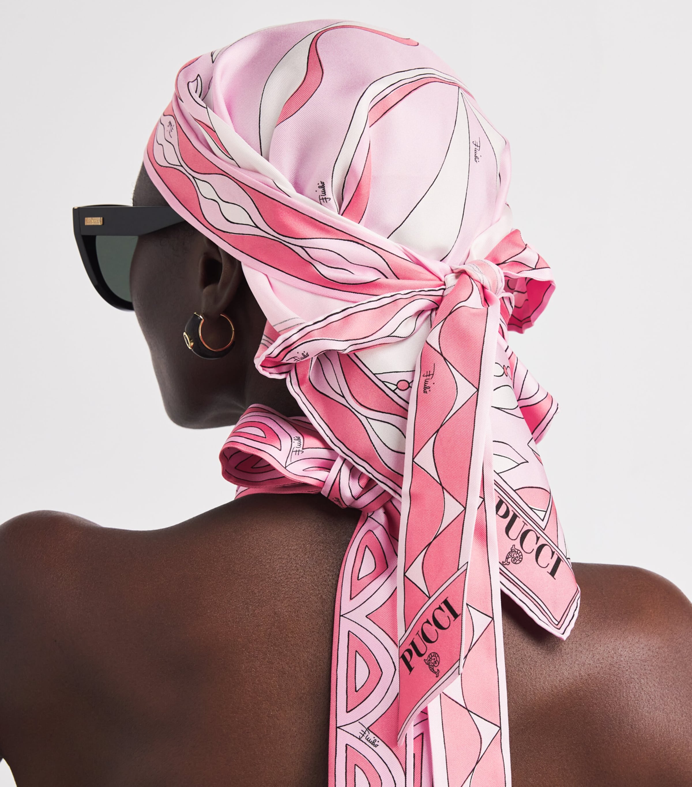 PUCCI Silk Multi Print Triangle Scarf Pink Image 2