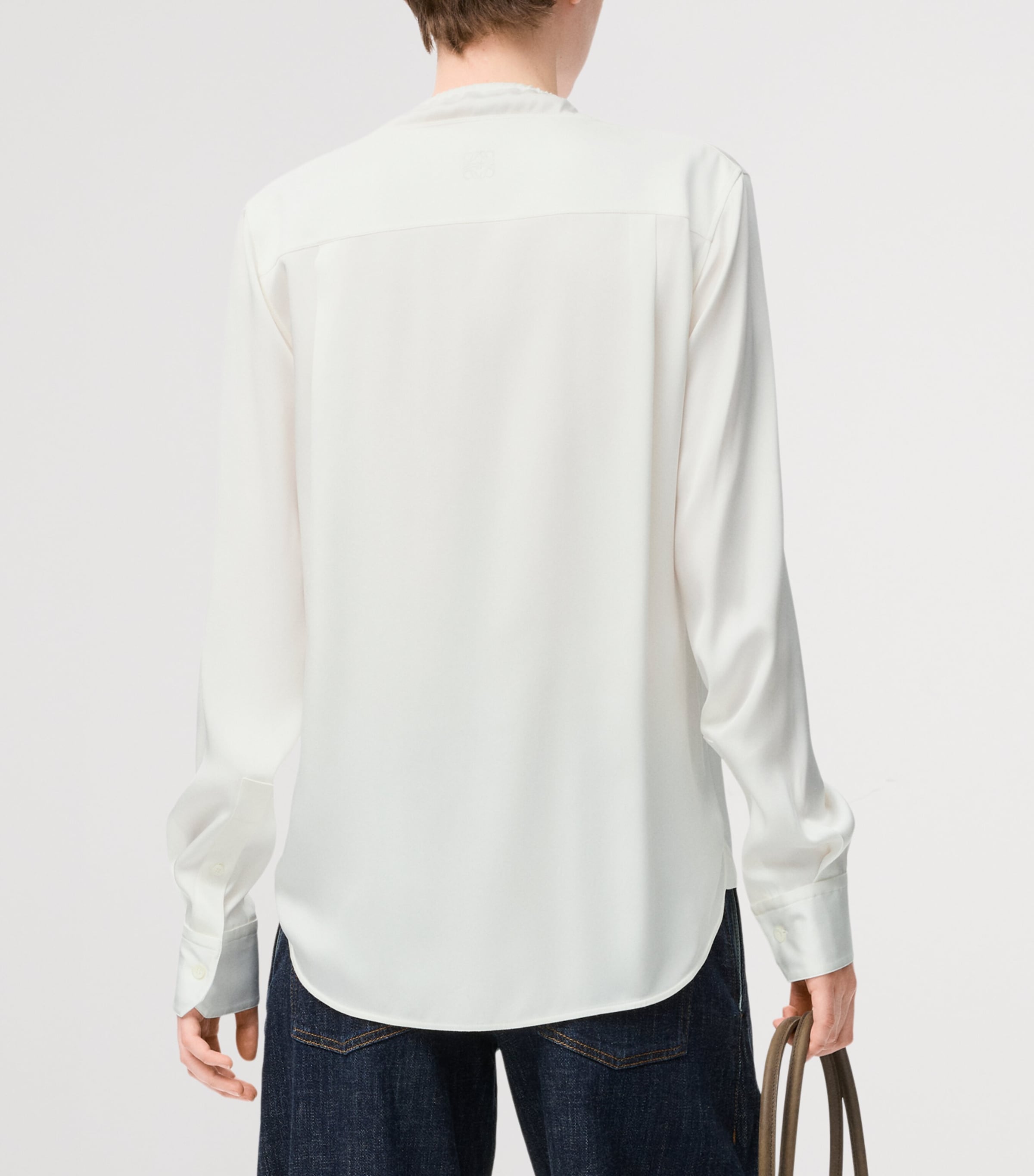 Silk-Blend Satin Blouse WHITE Image 4