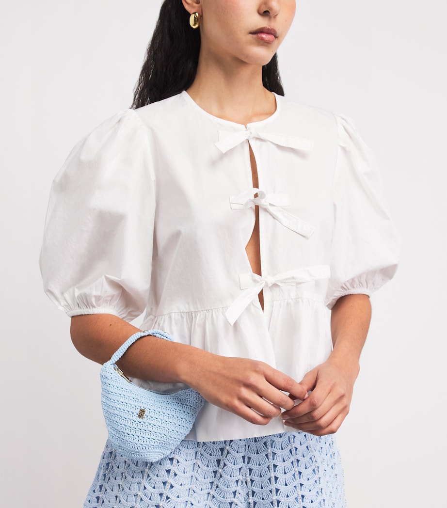 Sandro Paris Crochet Mini Bag Sky Blue Image 2