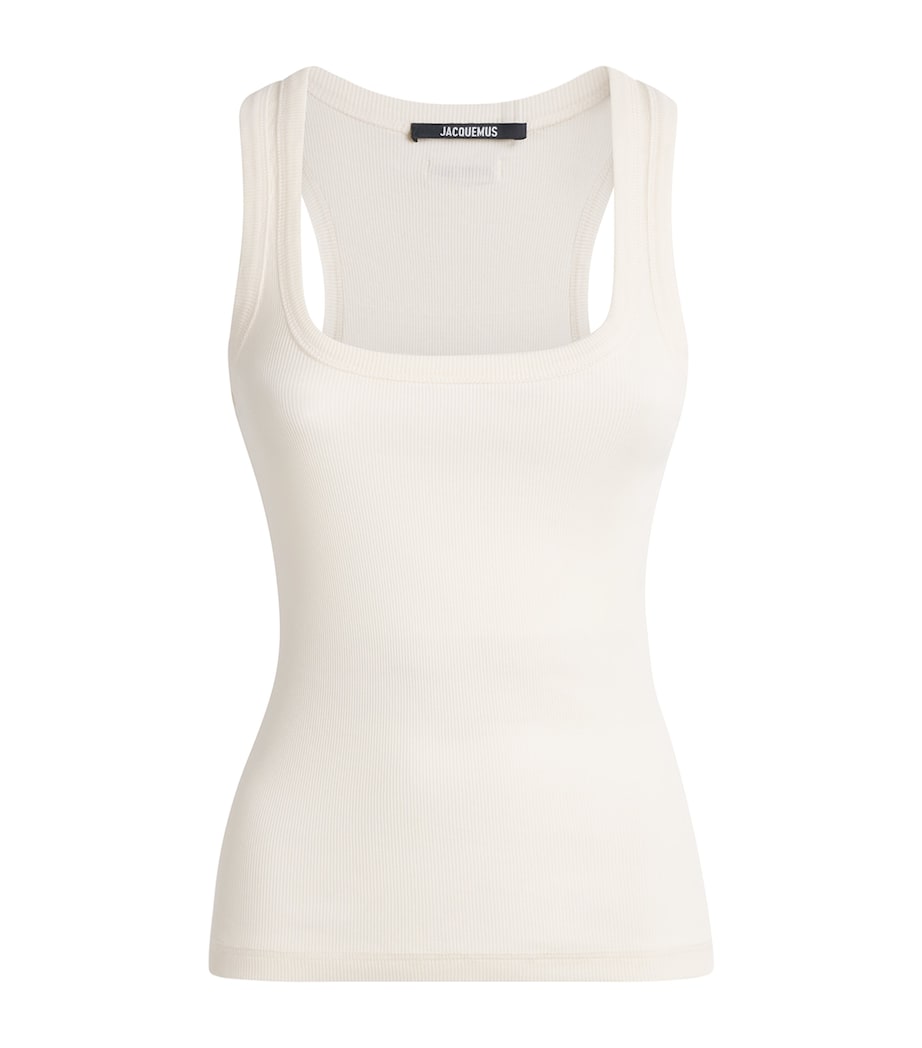 Jacquemus Womens Cotton Ribbed Tank Top White Image 1