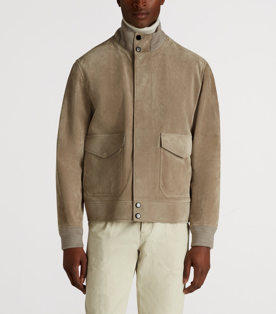 Suede Harrington Jacket 050LIGHT GREY Image 3