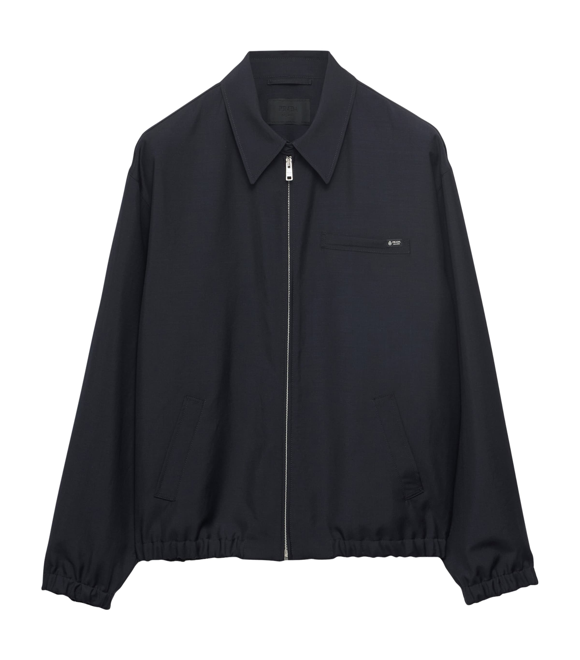 Prada Mens Wool-Mohair Bomber Jacket Blue Image 1