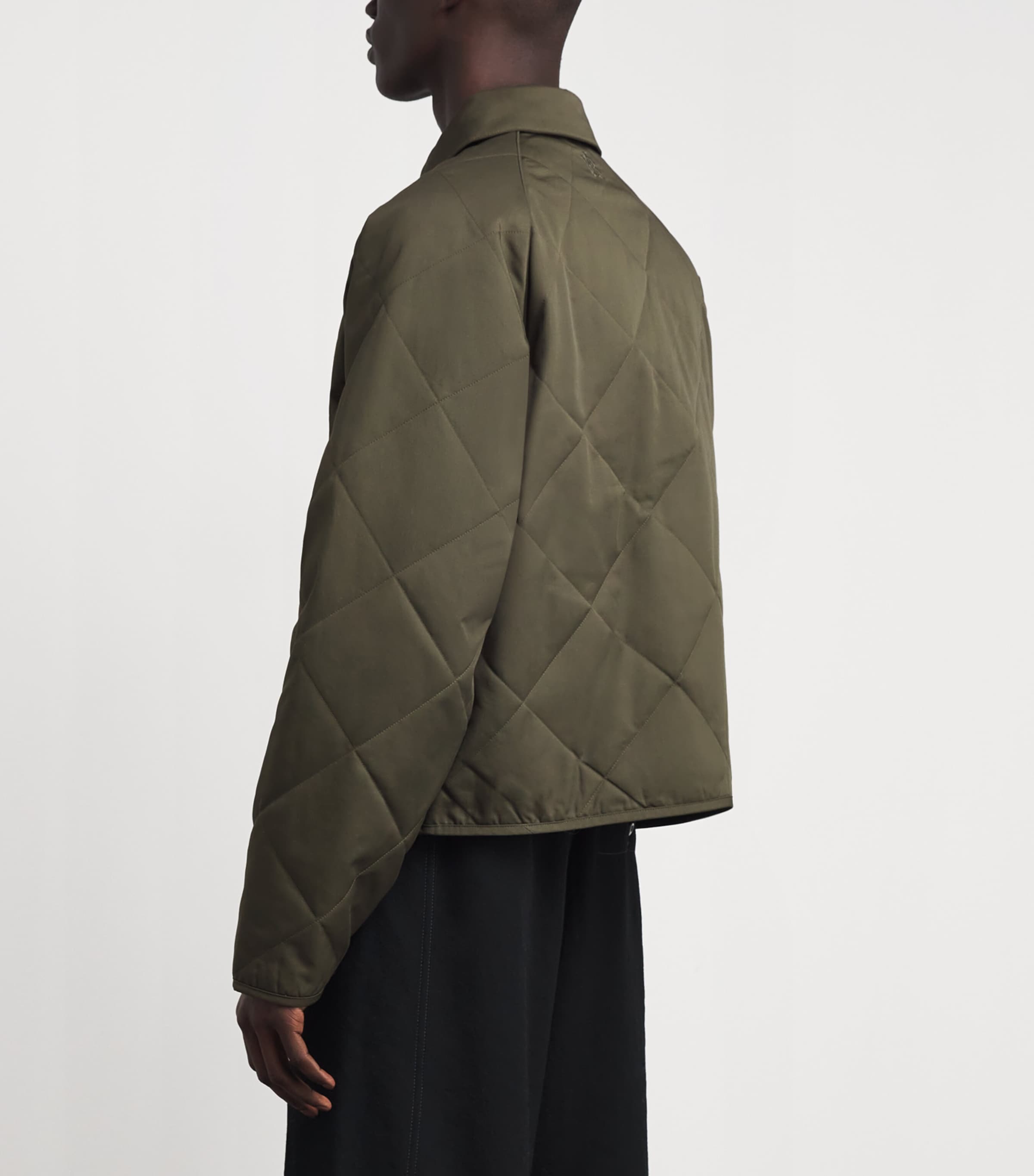 about:blank Mens Cotton Diamond Quilted Jacket Sage Image 5