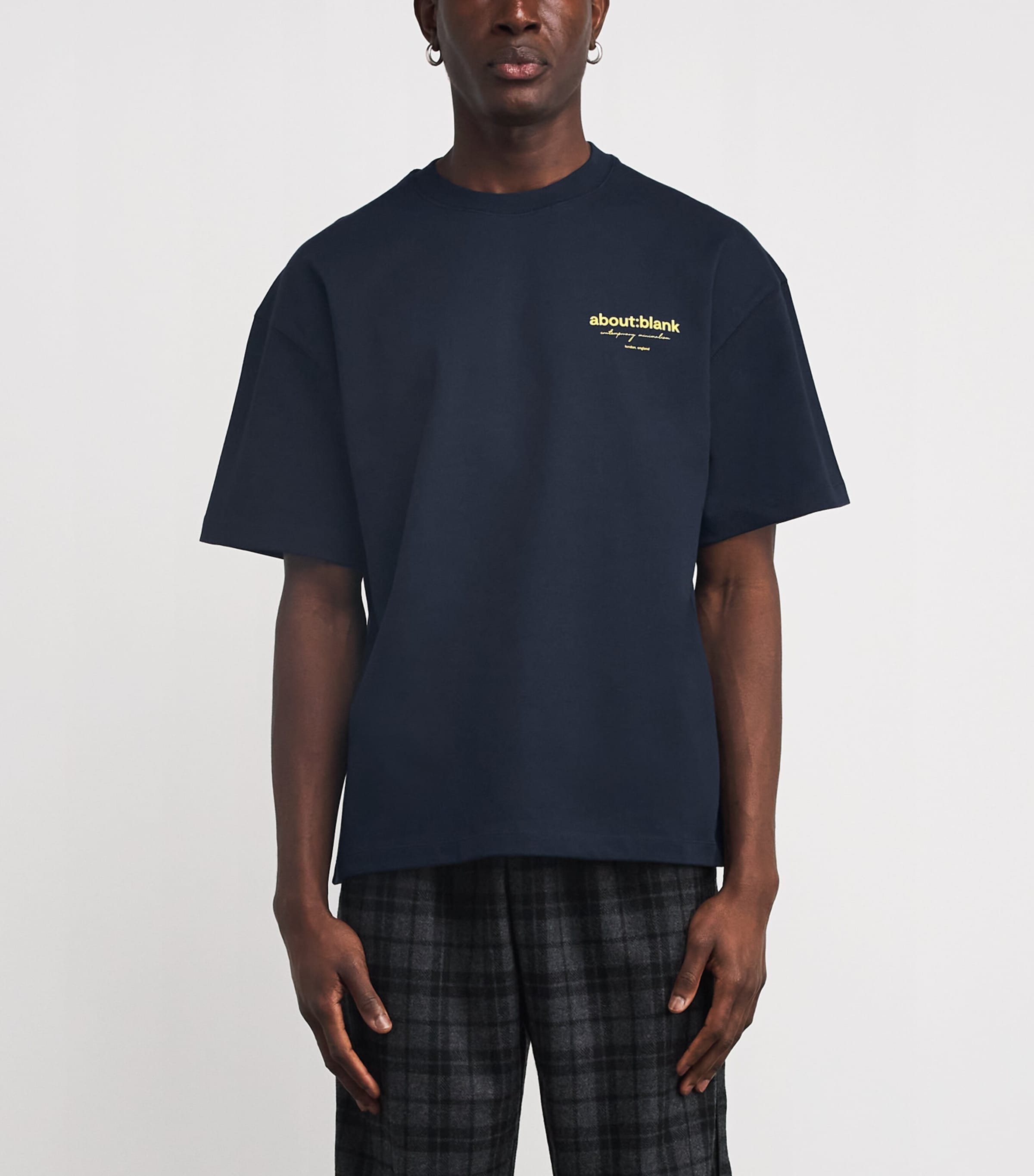 Cotton Logo T-Shirt NAVY/YELLOW Image 3