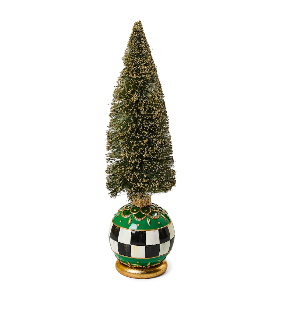 Medium Emerald Luxe Illuminated Bottle Brush Tree GREEN Image 1