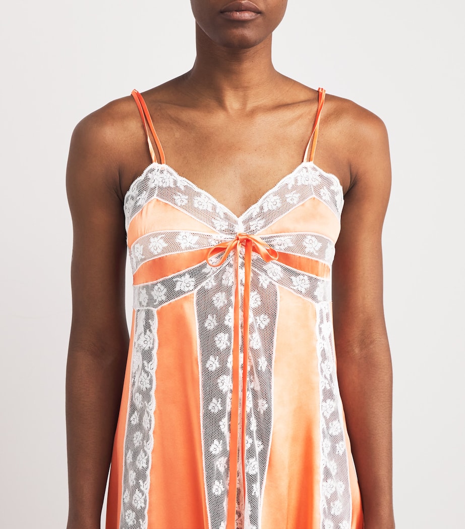 Silk Lace-Detail Nightdress LIGT ORANGWWHITELACE Image 6