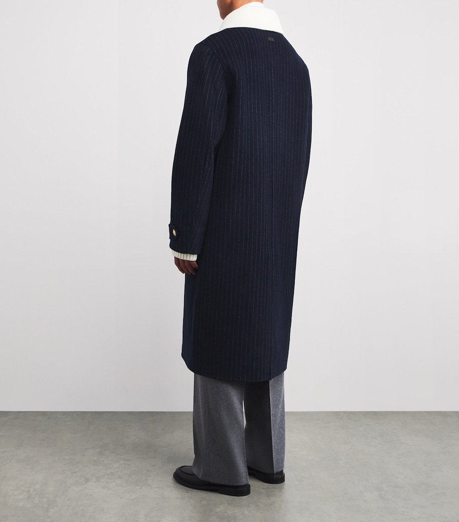 Wool-Blend Pinstripe Overcoat DNY / DARK NAVY Image 4