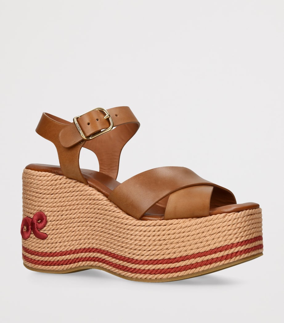 Chloé Leather Sand Wedge Espadrilles 105 Pink Image 3