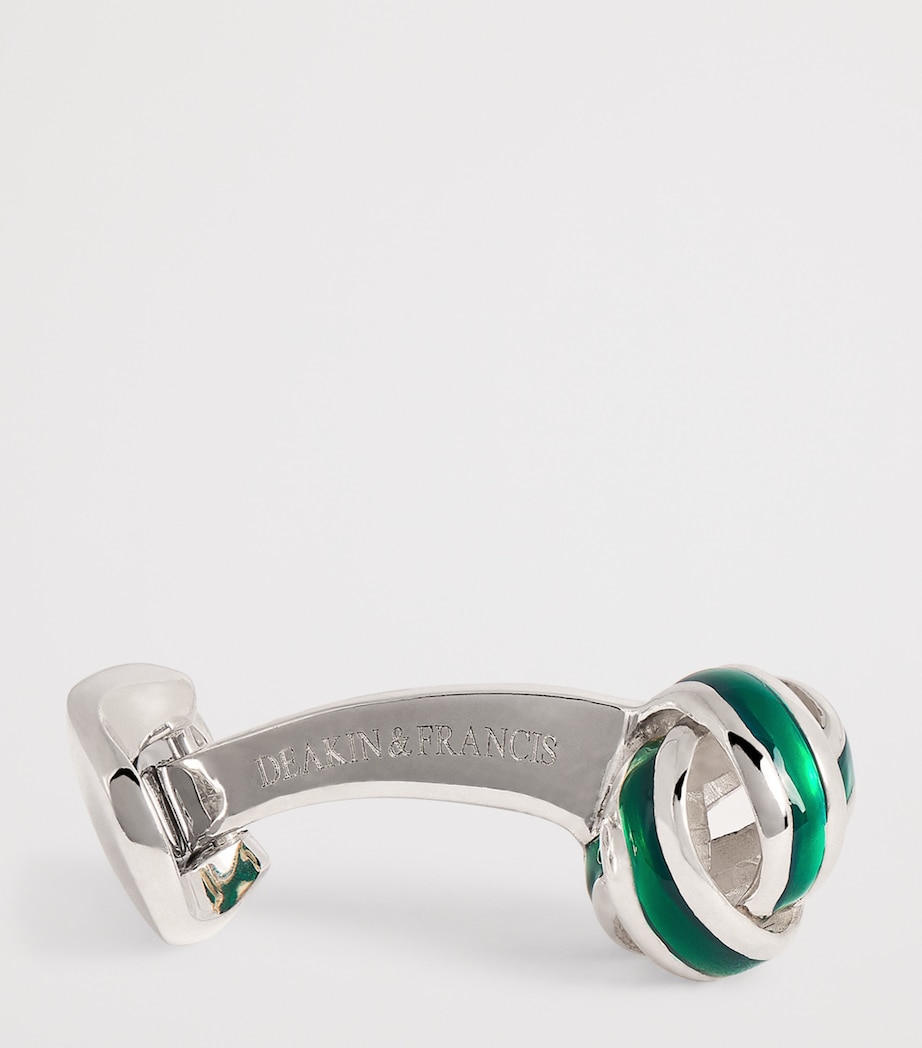 Sterling Silver and Enamel Knot Cufflinks GREEN Image 4