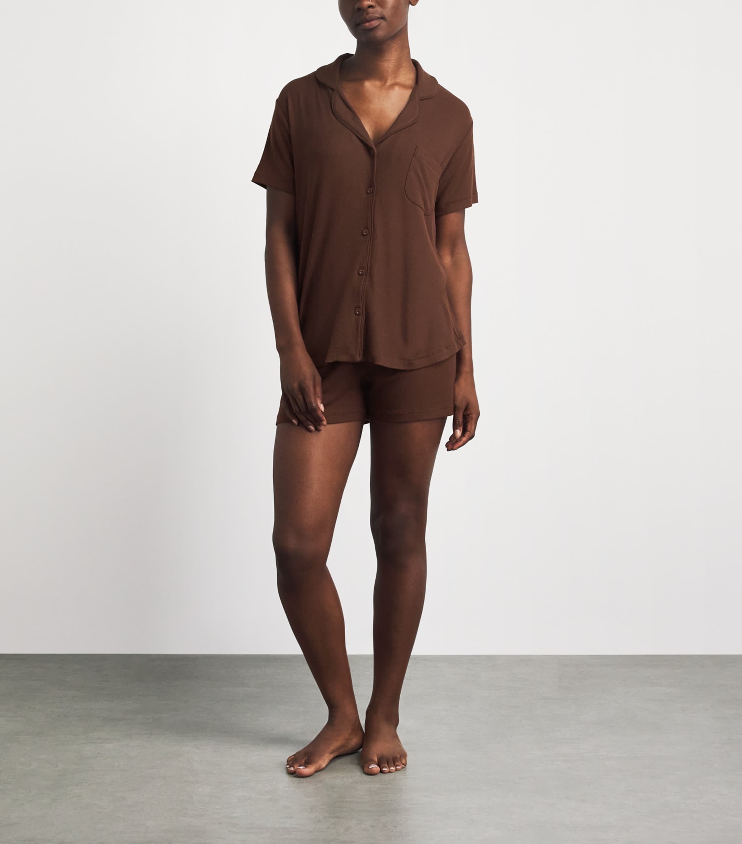 Skims Womens Soft Lounge Short Pyjamas Cocoa Image 2