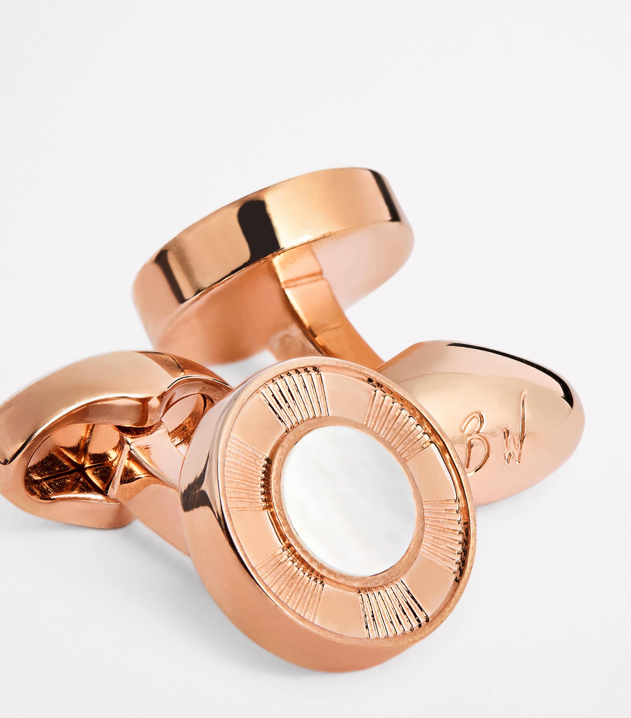Babette Wasserman Rose Gold-Plated Mother-of-Pearl Cufflinks Pearl Image 6