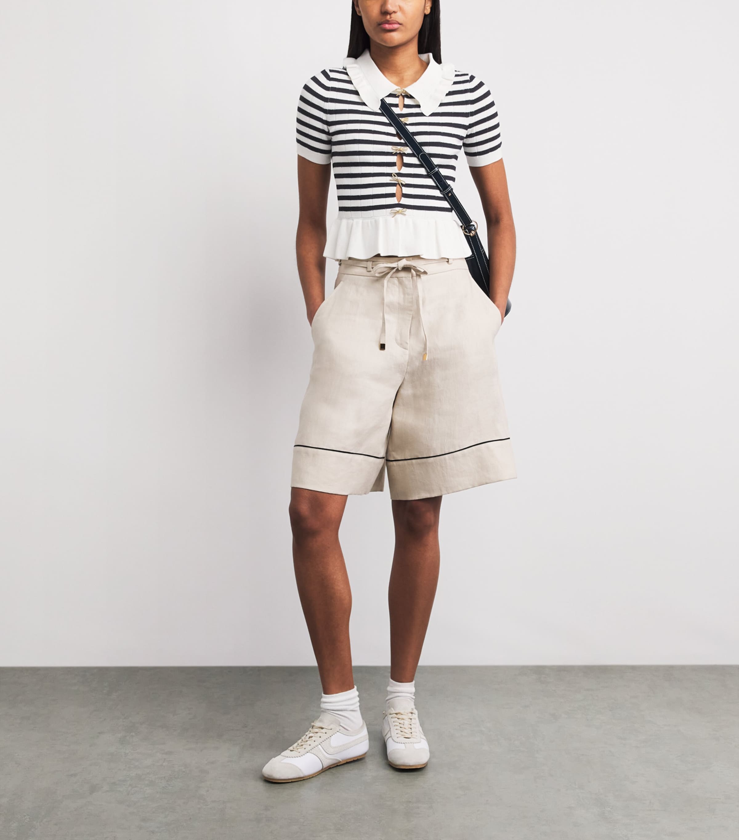 Claudie Pierlot Womens Knitted Stripe Peplum Sweater Dual Color Image 2