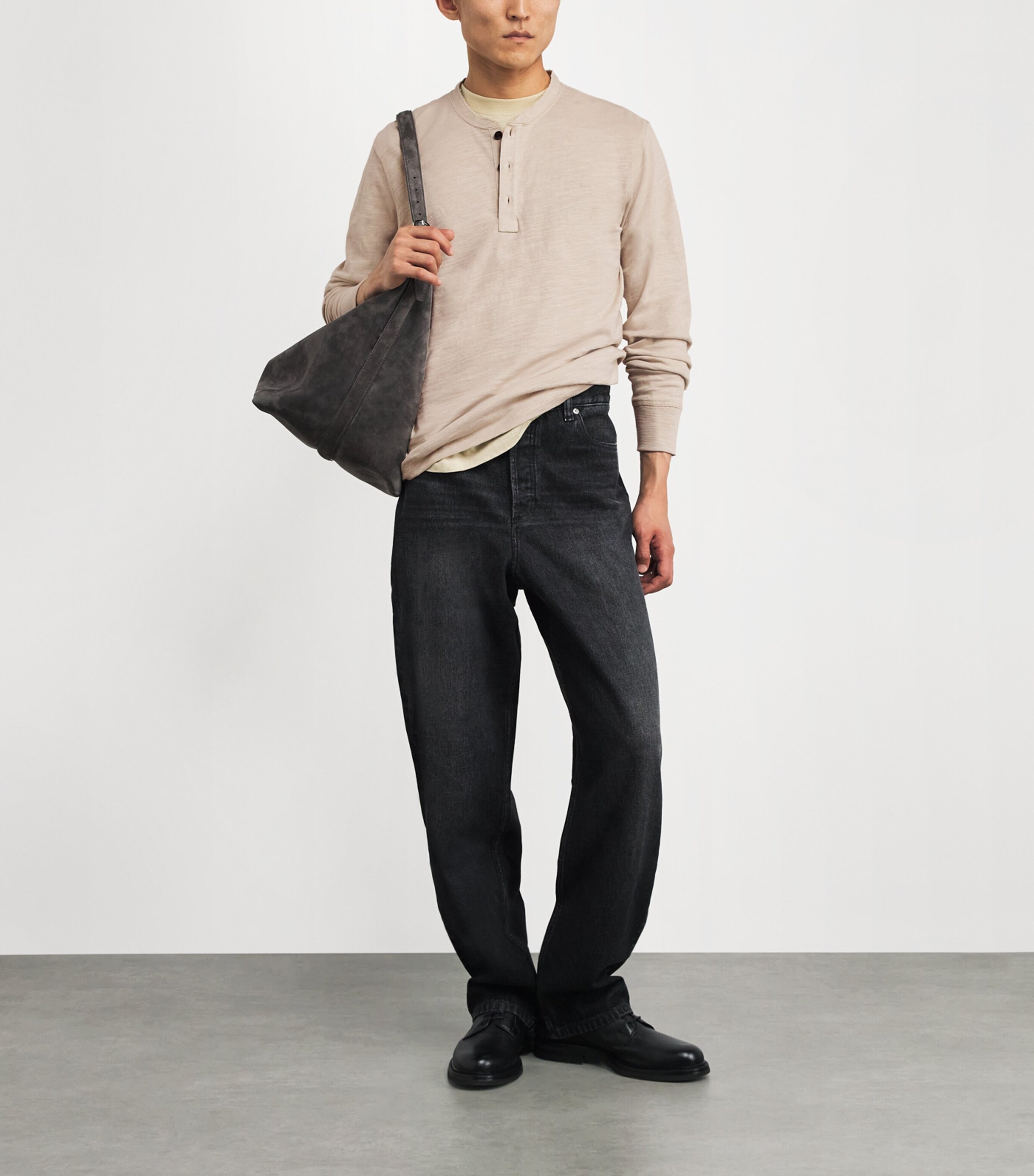 Rag & Bone Mens Cotton Classic Henley T-Shirt Dust Image 2