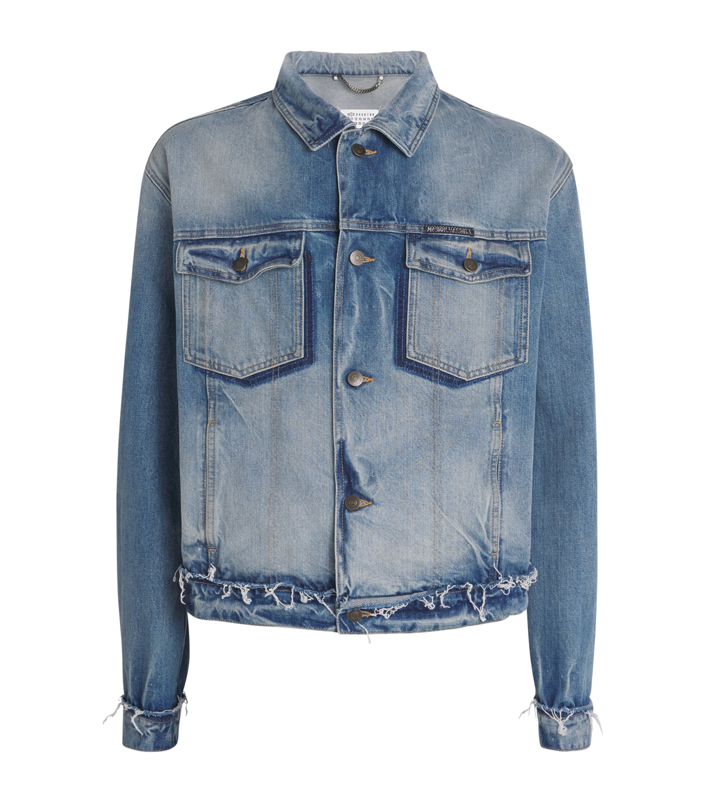 Distressed Denim Jacket 987 WASHED BLUE Image 1