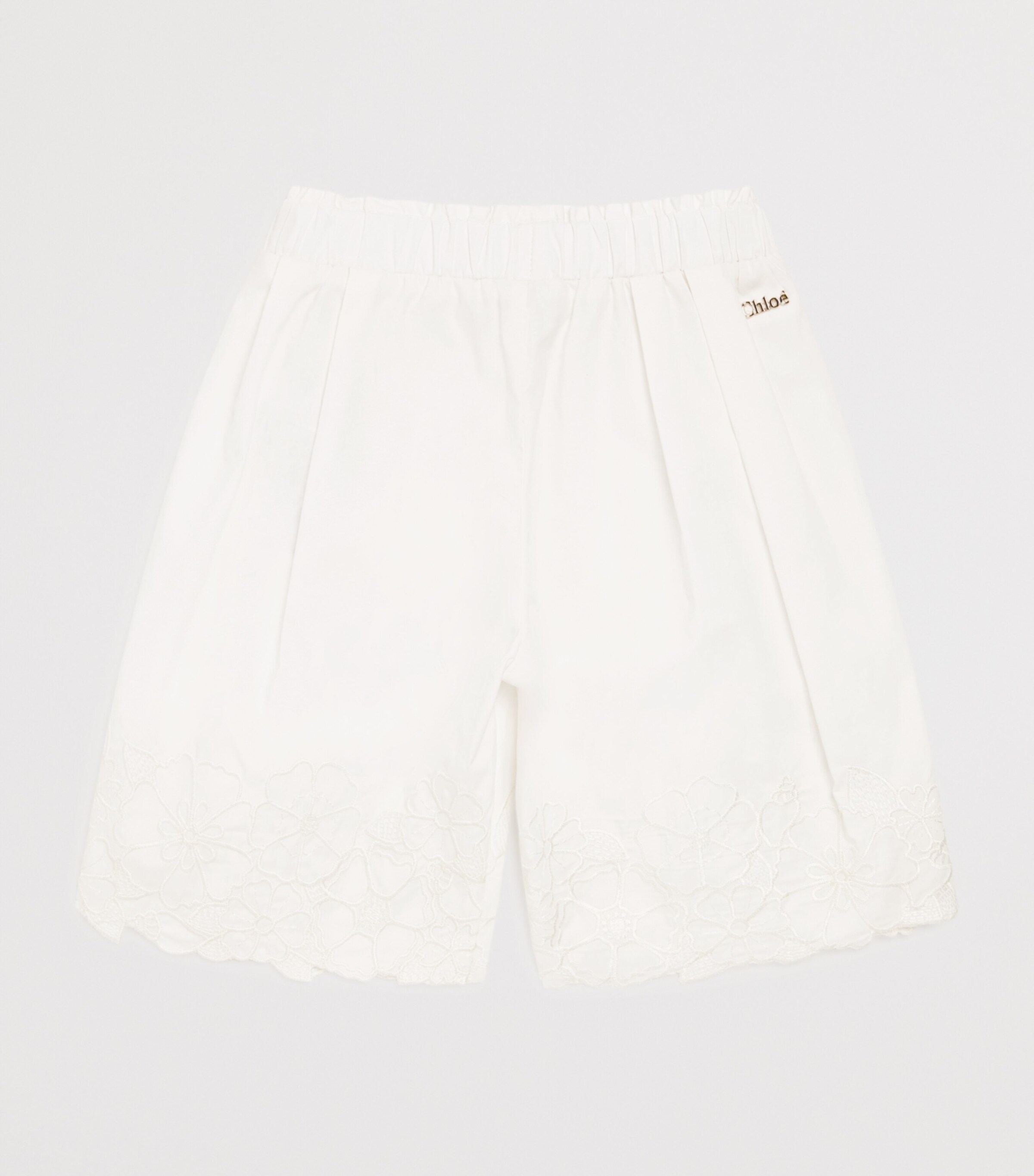 Chloé Kids Cotton Embroidered Wide-Leg Trousers (6-36 Months) Image 2