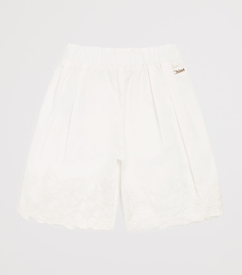 Chloé Kids Cotton Embroidered Wide-Leg Trousers (6-36 Months) Image 2