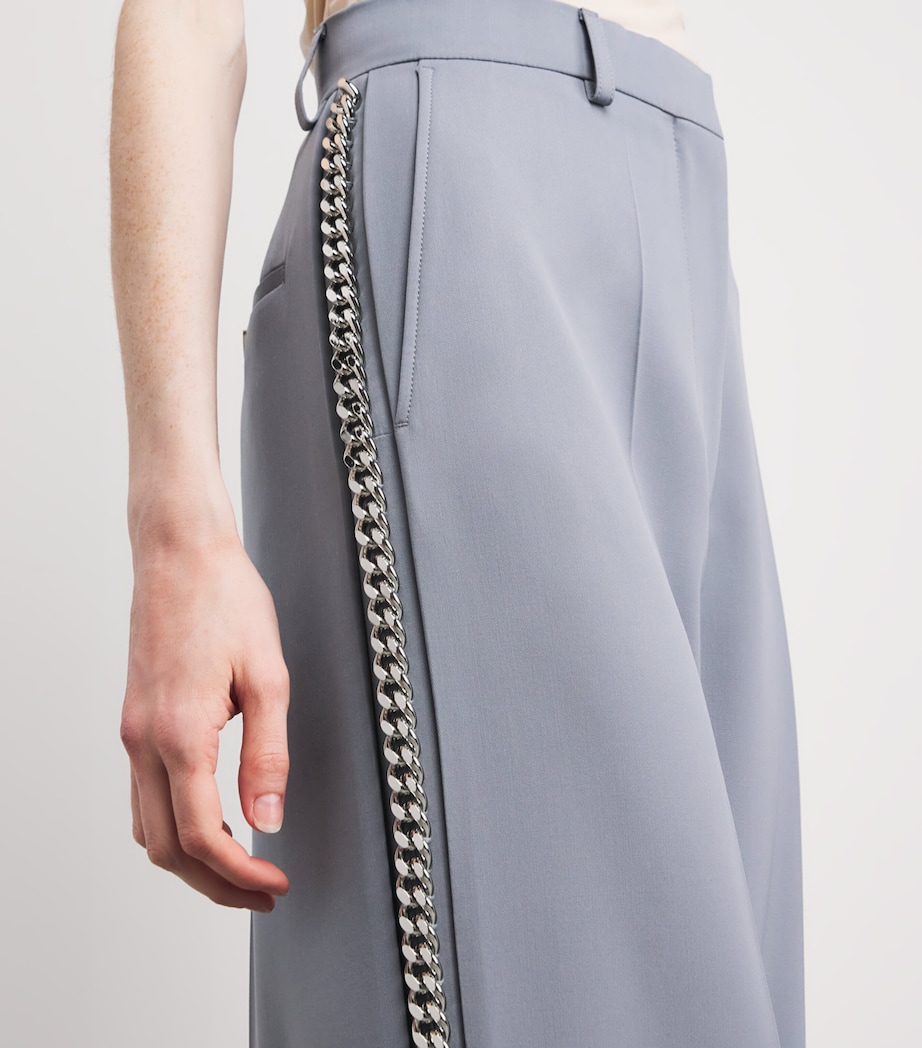 Wool-Stretch Chain-Embellished Straight Trousers 9940 MIST Image 6