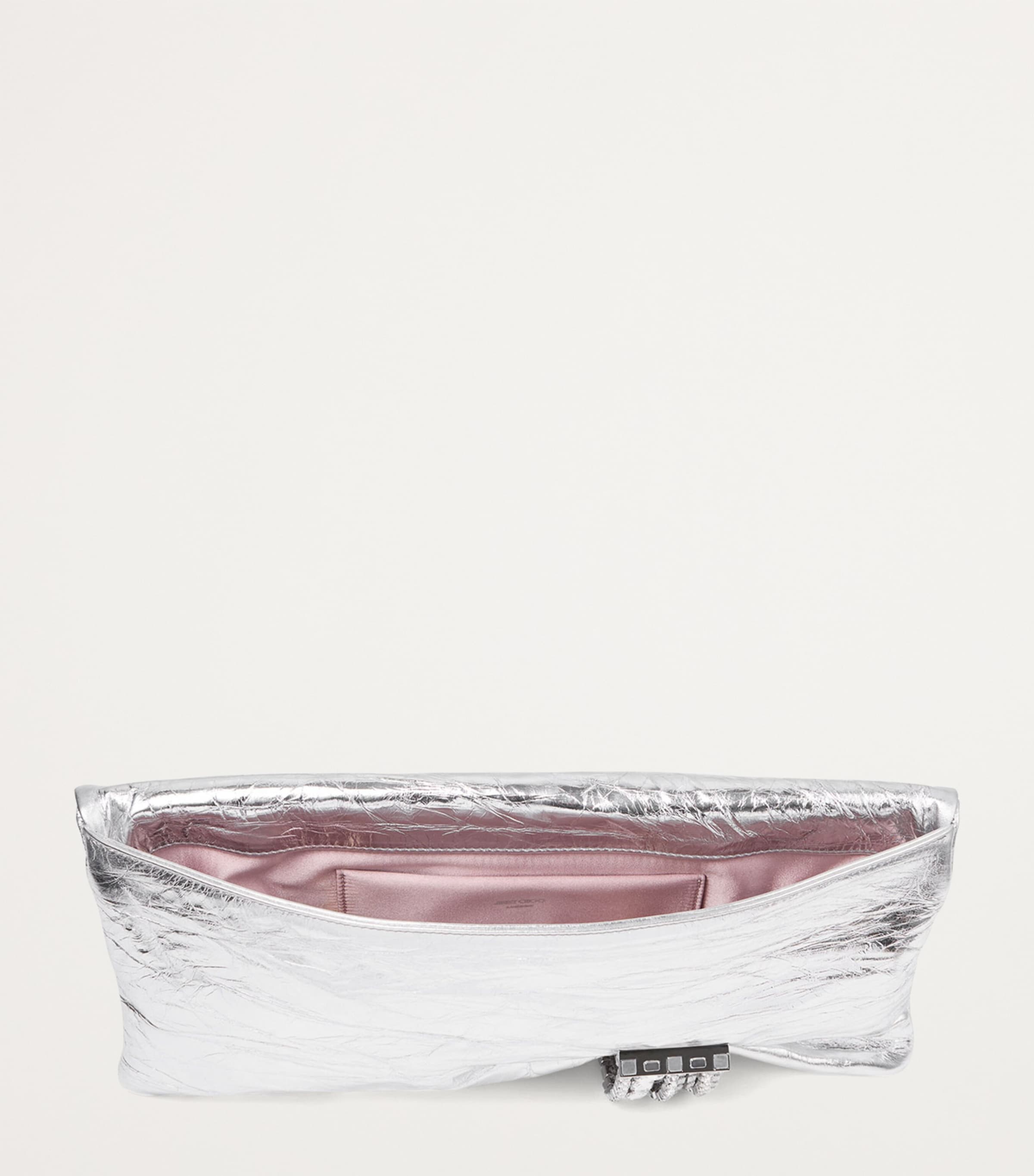 Leather-Crystal Zandra Clutch Bag SILVER/SILVER Image 3