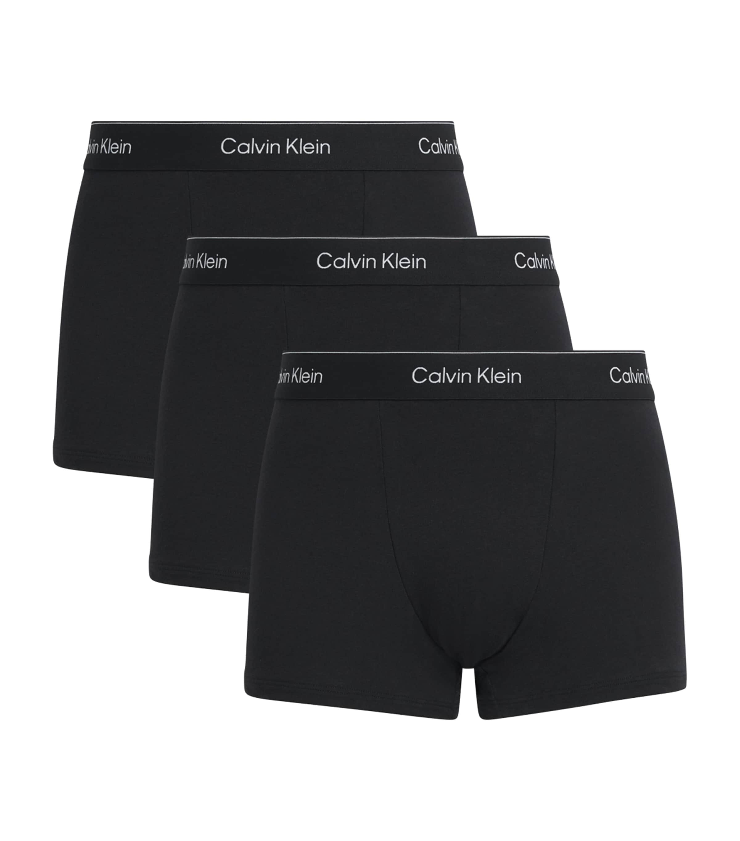 Calvin Klein Mens Cotton Stretch Icon Trunks (Pack of 3) Black W/ Dtm Wb Image 1