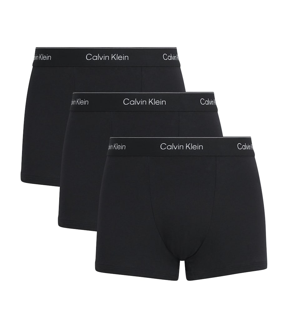 Calvin Klein Mens Cotton Stretch Icon Trunks (Pack of 3) Black W/ Dtm Wb Image 1