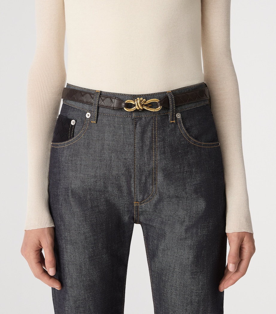 Bottega Veneta Leather Intrecciato Andiamo Belt Image 2