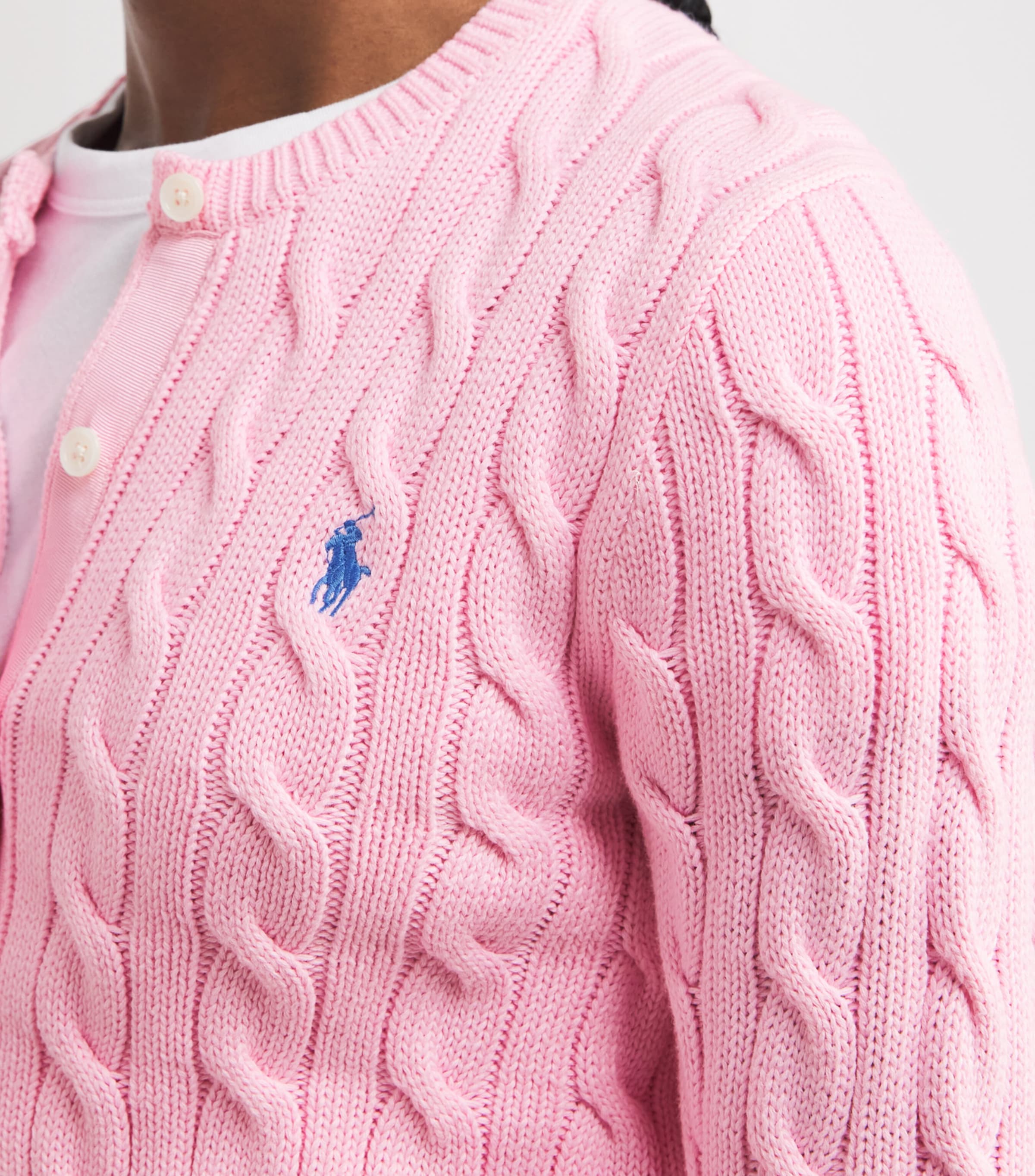 Cotton Cable-Knit Cardigan CARMEL PINK Image 6